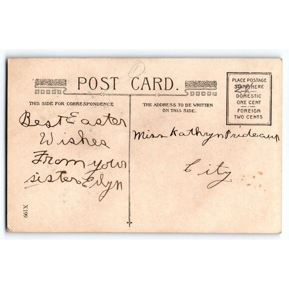 Easter Postcard Dressed Mother Rabbit Fresh Eggs Everyday John Winsch Back - Picture 2 of 2